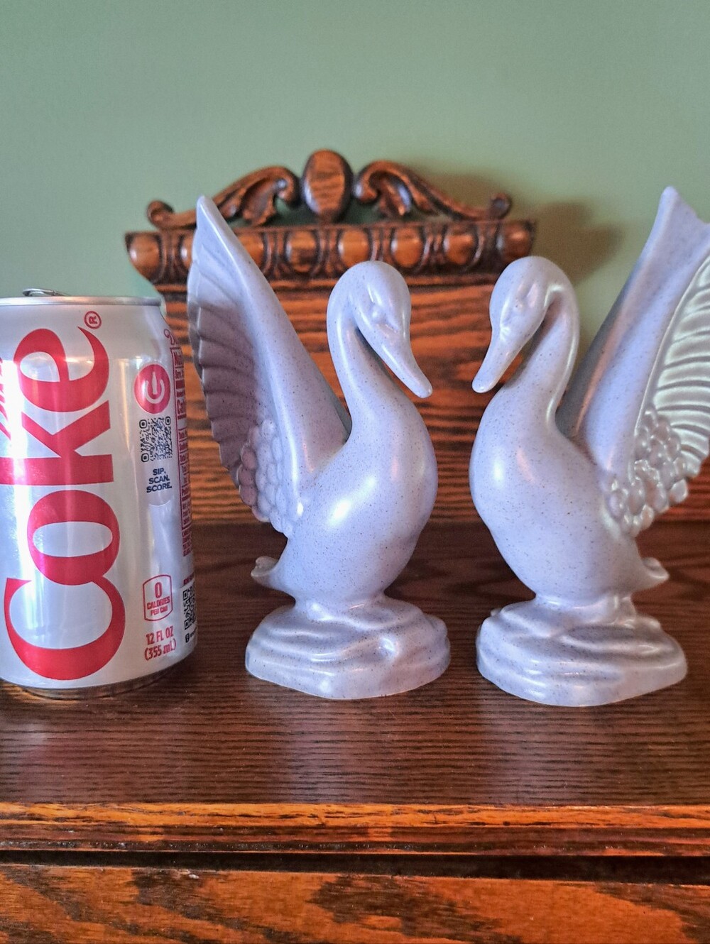 Vtg Haeger Pottery Swan Figurines R694 Pair MCM
